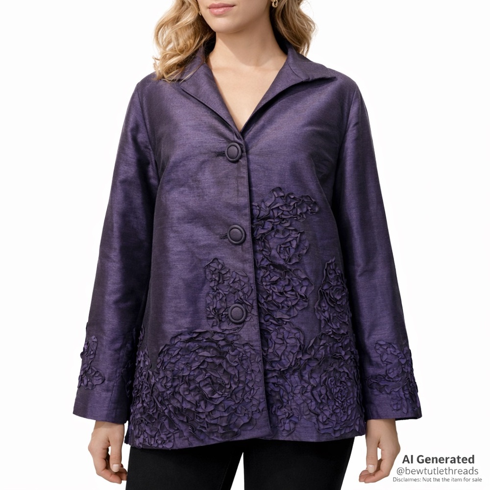 Jessica Purple Textured Statement Jacket – M/L – Artsy Chic